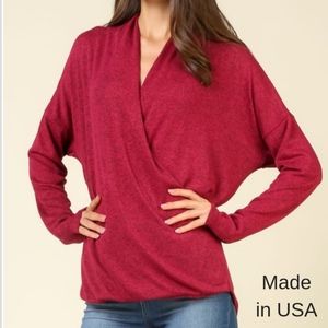 Crossover pullover top Long sleeve